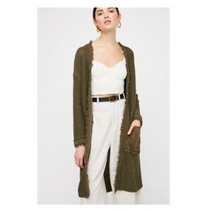 Free People - Wouldn’t Knit Be Nice Cardi Woodstock Boho Large Moss Green
